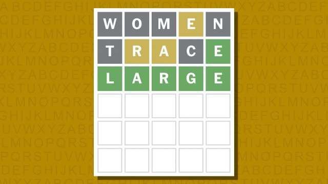 Wordle answer for game 945 on a yellow background