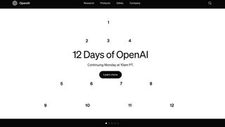 OpenAI's homepage on the evening of December 6, 2024.