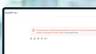A laptop screen showing a ChatGPT error message