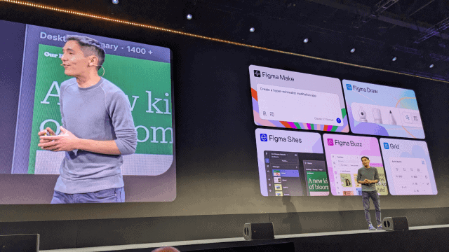 Yuhki Yamashita, Figma’s Chief Product Officer, on stage during Config London