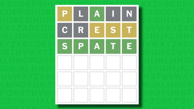 NYT Wordle answer for game 1402 on a green background