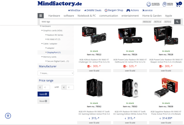 Screenshot of Mindfactory units sold