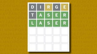 Wordle answer for game 1038 on a yellow background