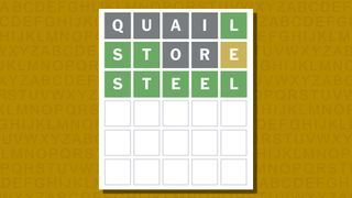Wordle answer for game 1,029 on a yellow background