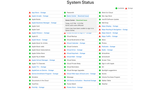 Apple Status page