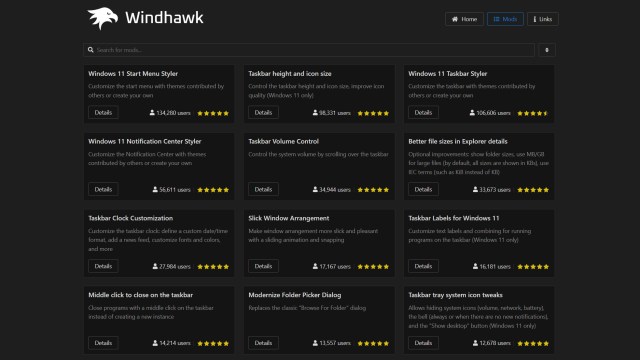Windhawk List of Available Mods