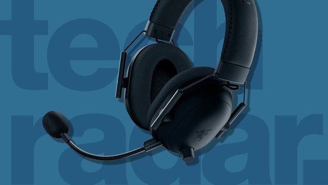 One of the best PC gaming headsets against a blue TechRadar background