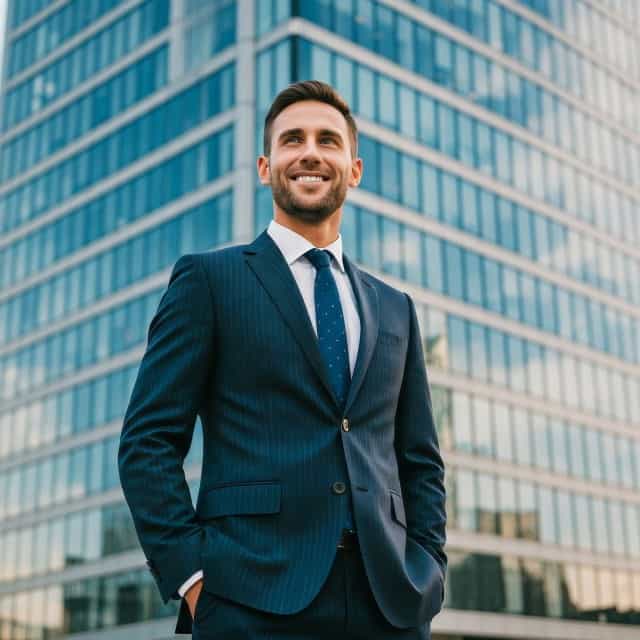 Images created by the Google Pixel Studio app from the prompt "a successful person," almost all of which show young, white, able-bodied men wearing business attire