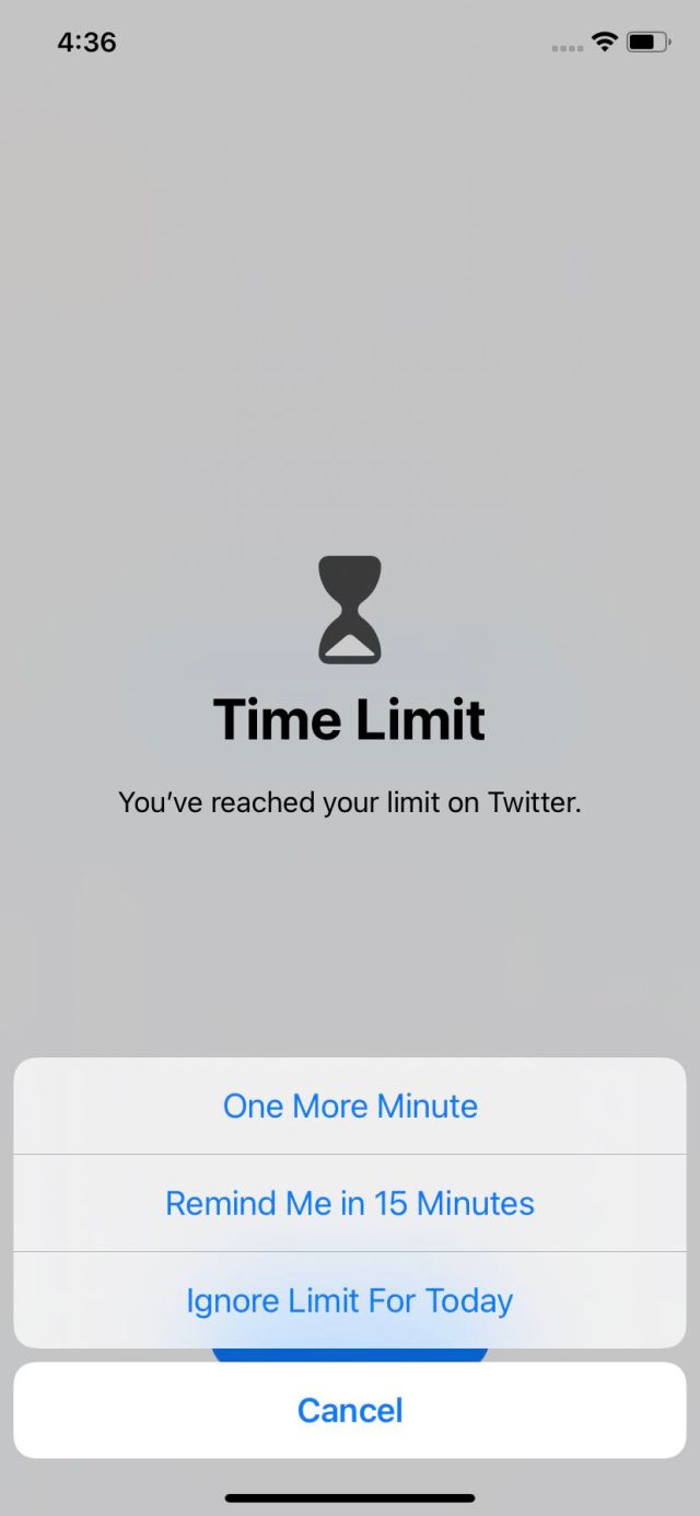 When you hit your time limit, you can ask for more time, or ignore it altogether.