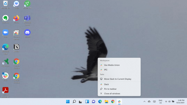 Right click on an active icon and select “Pin to taskbar”