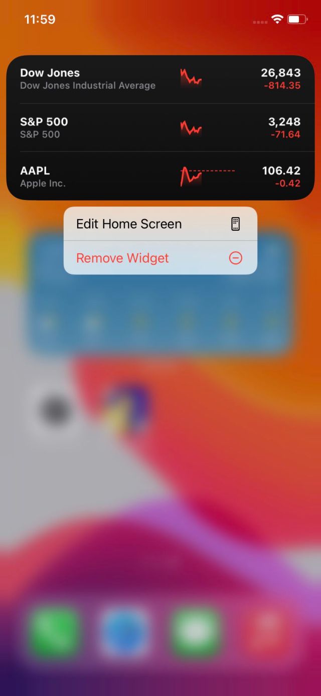 Long press on a widget to remove it.