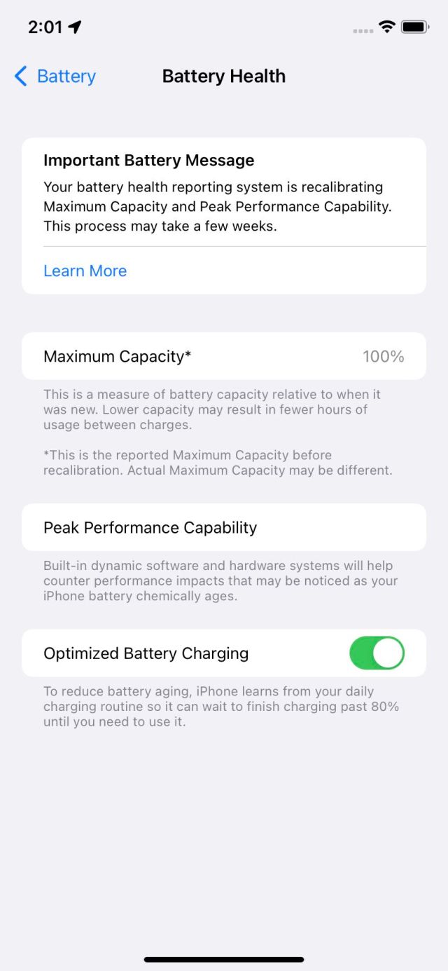 The “Battery Health” page will let you know if you need to replace your battery.