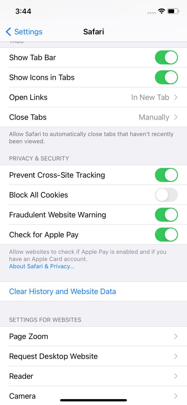 In your iPhone’s Settings, select “Safari”