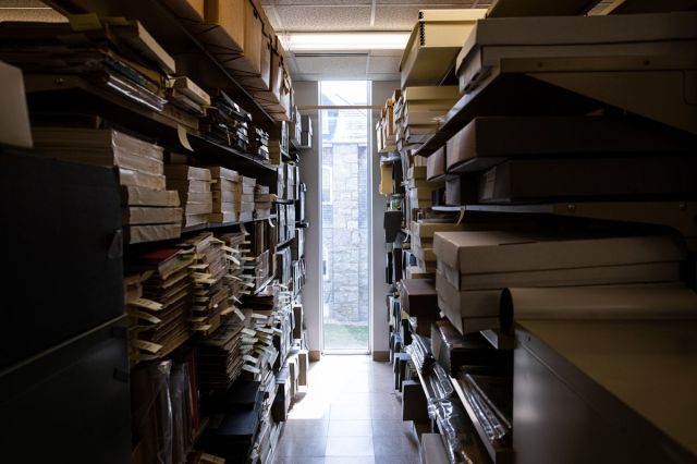 Director of Distinctive Collections, Karen Morse gives a tour of the Consumer Pattern Archive housed in Carothers Library at the University of Rhode Island. The largest of it's kind in the world, it contains over 60,000 patterns dating from 1847. Kingston, Rhode Island on April 21st 2022.