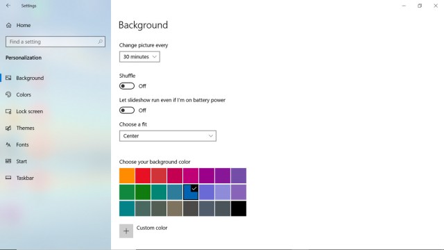 Additional background slideshow settings