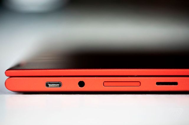 The three ports on the left side of the Samsung Galaxy Chromebook 2.