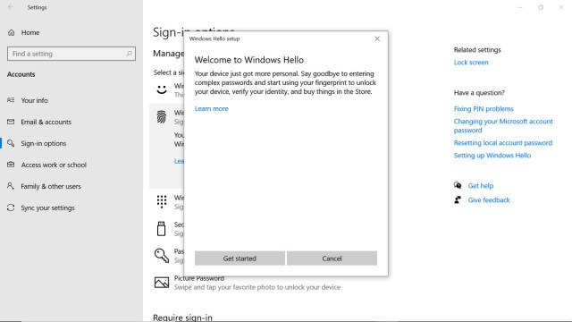 Windows Hello window 