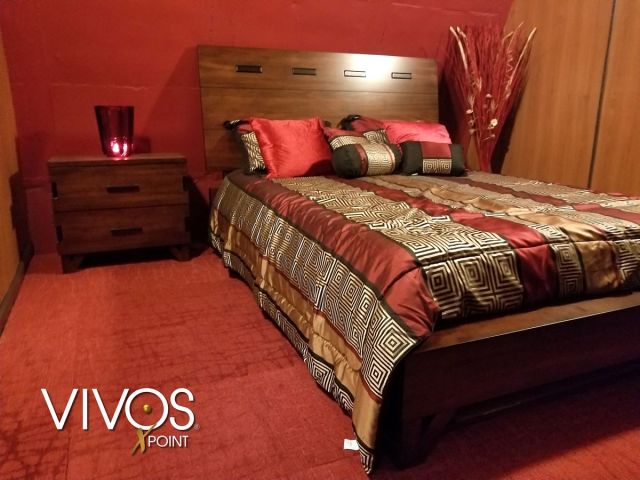 A promotional photo of a bedroom in one of the bunkers at xPoint.