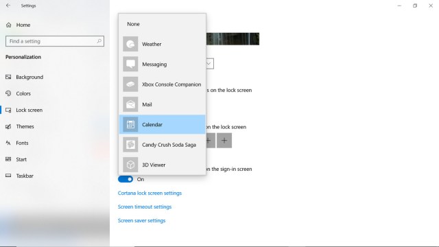 Drop-down options for apps