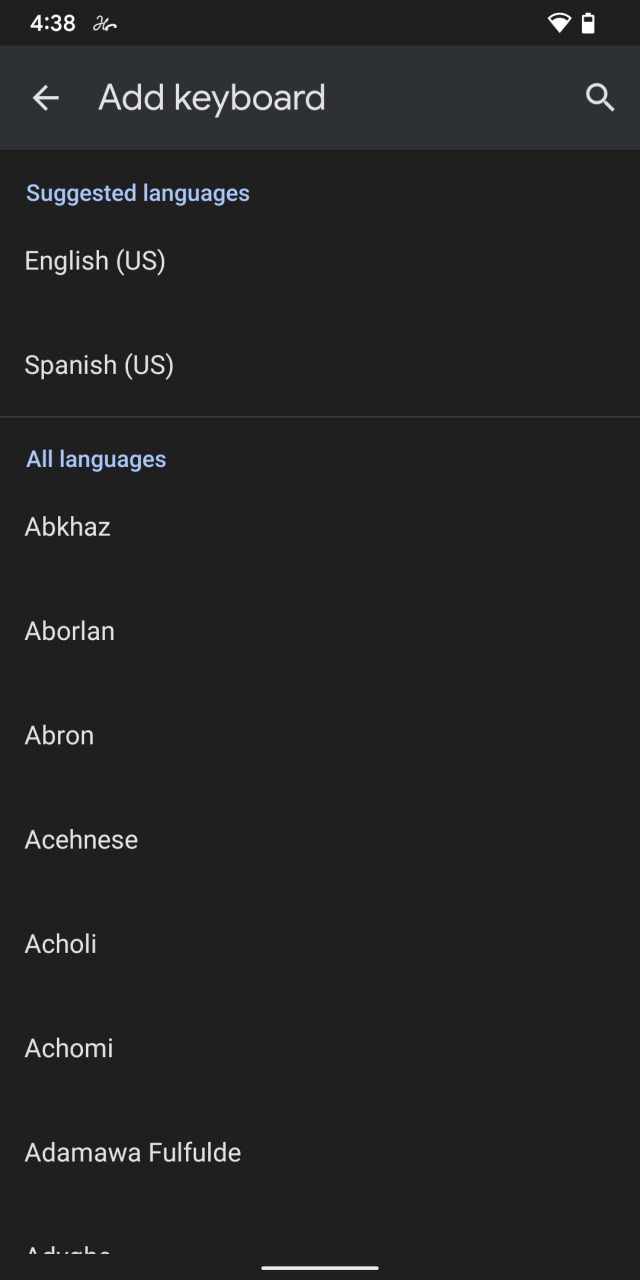The “Add keyboard” list is very, very long.