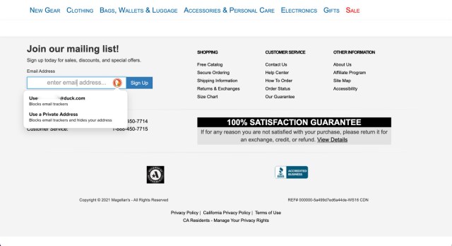The browser extension lets you autofill fields. (The email address here was edited for privacy.)