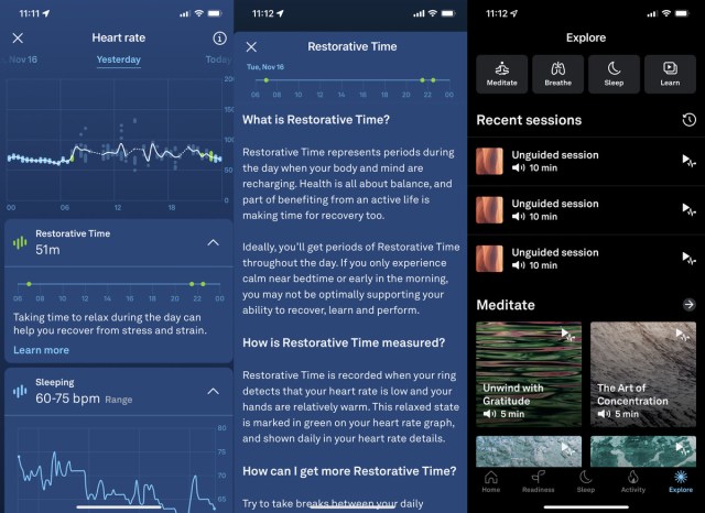 Screenshots of the Restorative Time metric explanations