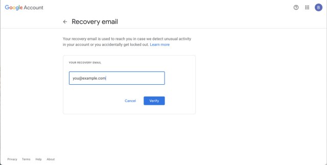 You can include a verified recovery email to help in the recovery of your account.