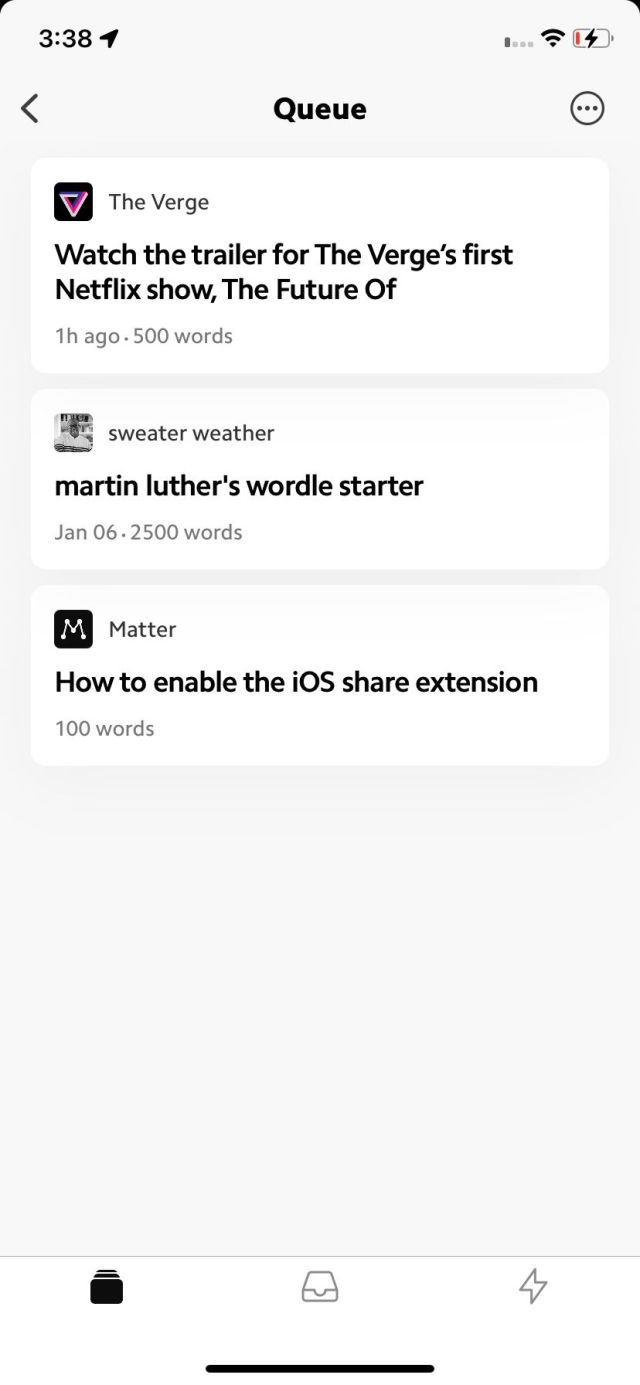 Queue page