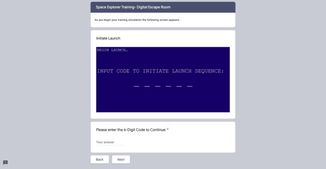 Space Explorer Training escape room