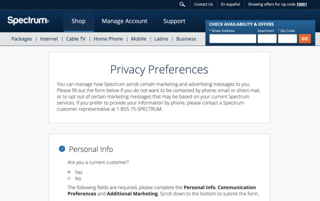 Spectrum Privacy Preferences