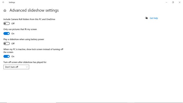 Advanced slideshow settings
