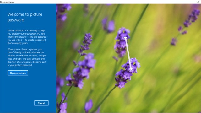 Picture password welcome screen