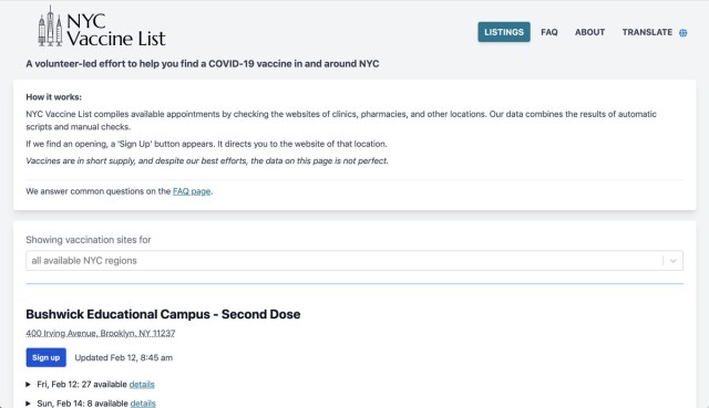 Sites like the NYC Vaccine List can help by gathering together available resources in one place.