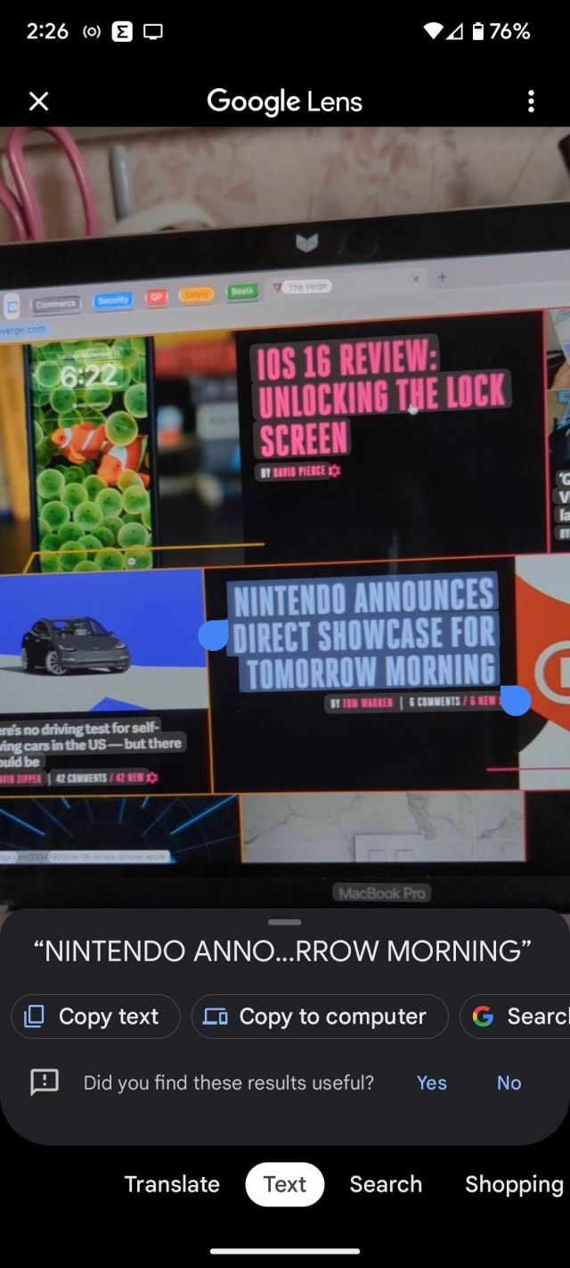 Highlighted text on photo