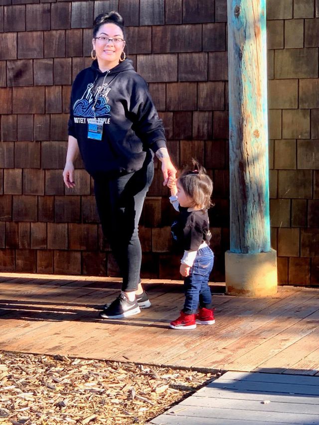 Amika Mota and her daughter