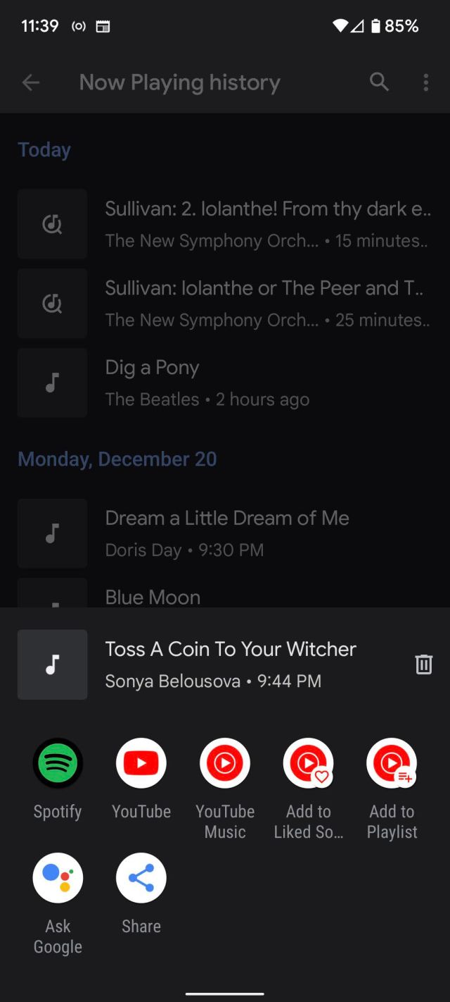 Tap on one to hear it on your music service.