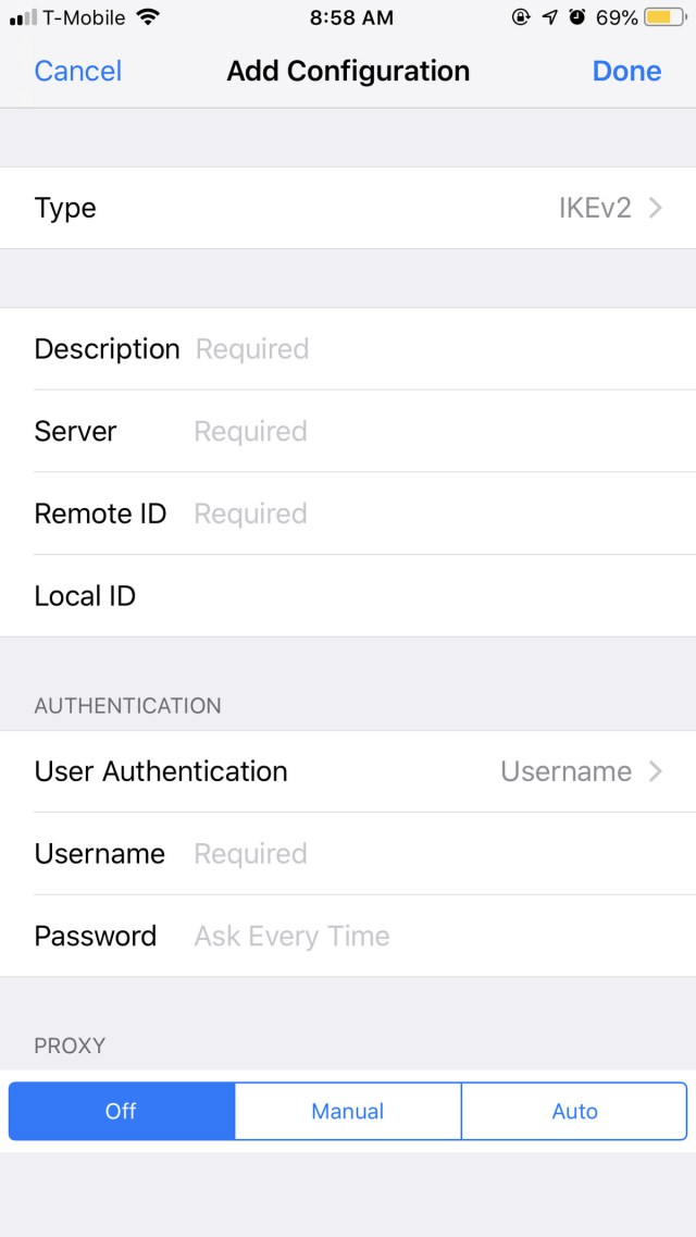 It’s not hard to add a VPN configuration.