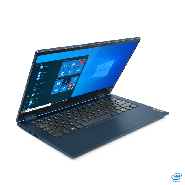 The ThinkPad 14s Yoga from the left front corner.
