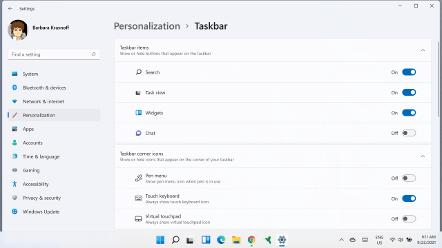 You can hide four of the standard taskbar icons.