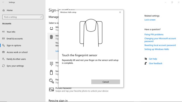 Fingerprint sensor instructions