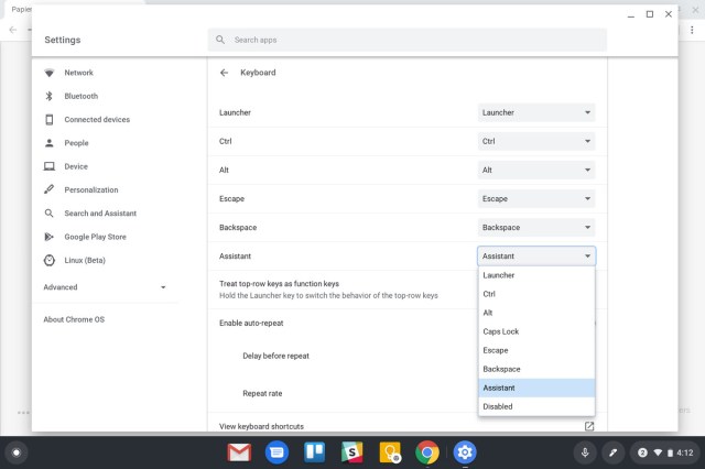The Chromebook keyboard change page