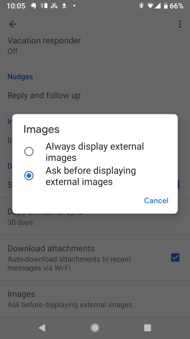 Disable image autoloading in Android Gmail: 