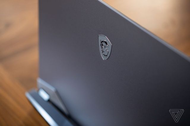 The MSI logo on the GE76 Raider lid.