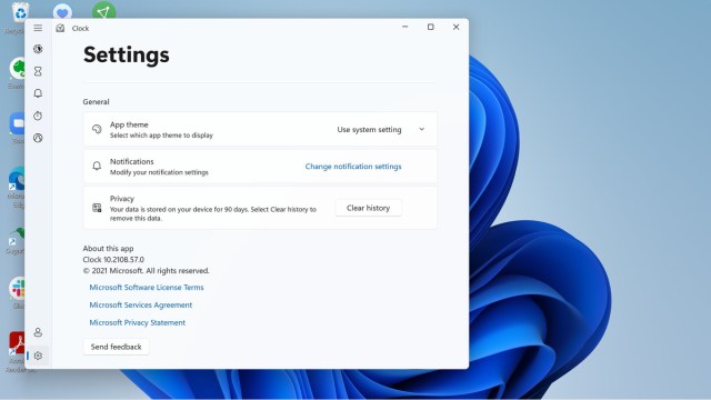 The Clock settings page lets you edit your notifications settings.