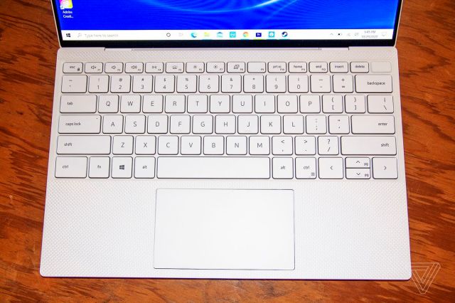 The keyboard of the Dell XPS 13 from above.