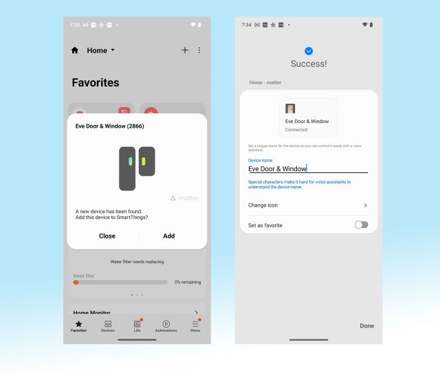 SmartThings was the only platform that automatically found the Matter device as soon as I opened the app.