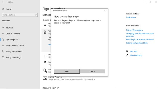 More instructions for capturing your fingerprint
