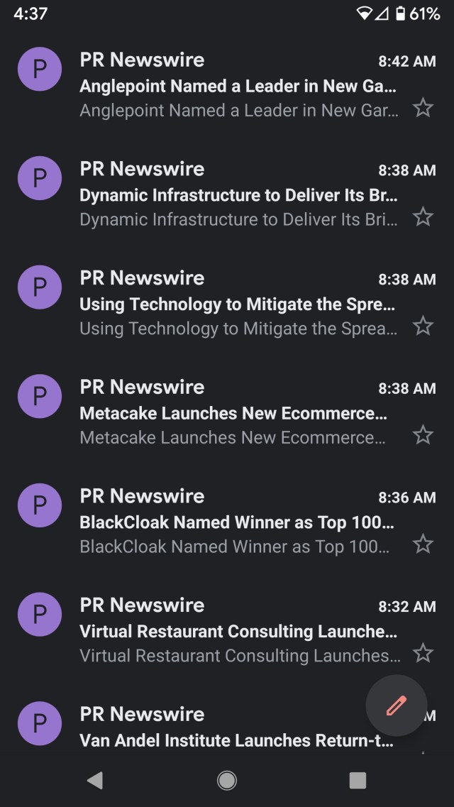 Gmail without the new bottom-screen tabs.
