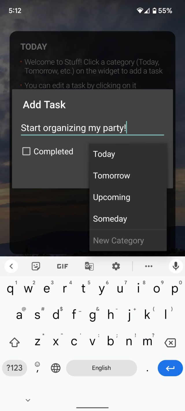 Adding a task