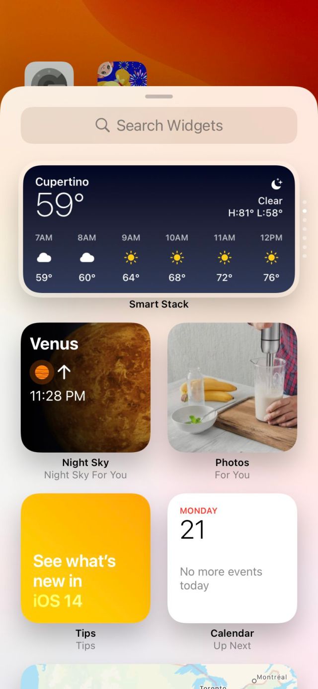 You’ll get a selection of widgets to choose from.